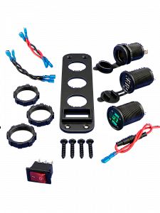 Розетка питания на 2 USB гнезда + прикуриватель 12-24В TDS TS-CAU45 Зеленая